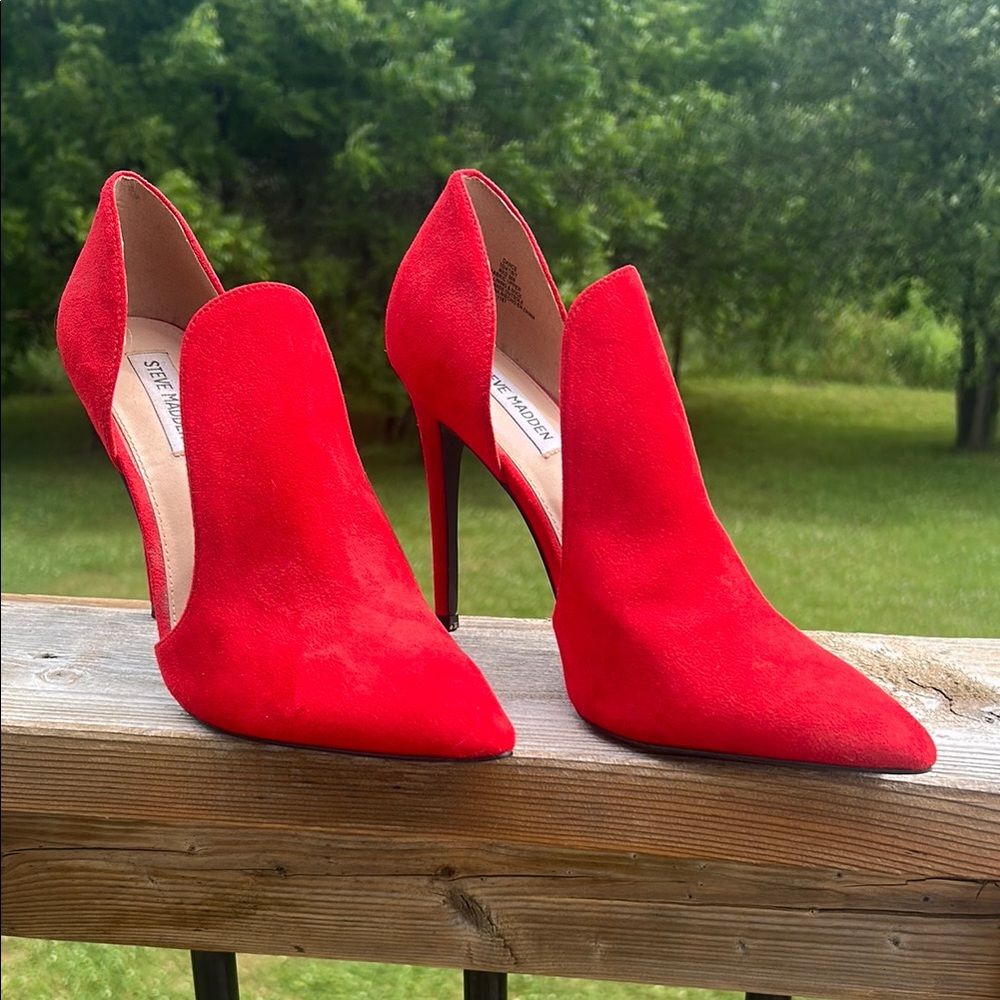 Steve Madden Red Velvet Stiletto Heels